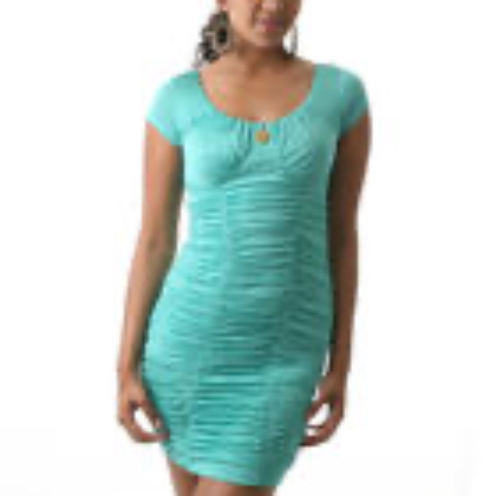 NEW Apple Bottoms Y2K Satin Ruched aqua dress sz M Mint